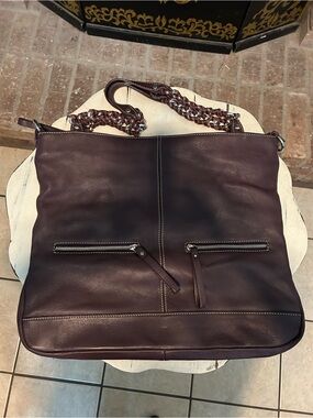 Vintage CELSIUS Genuine Leather Shoulder Bag Purse Tote XL Deep Plum Like New